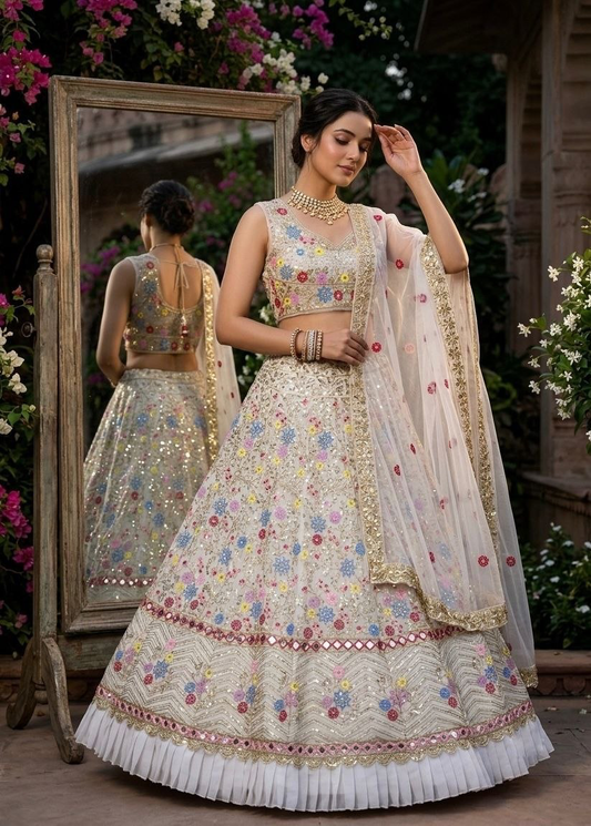 Sunset Blooms Semi-Stitched Lehenga