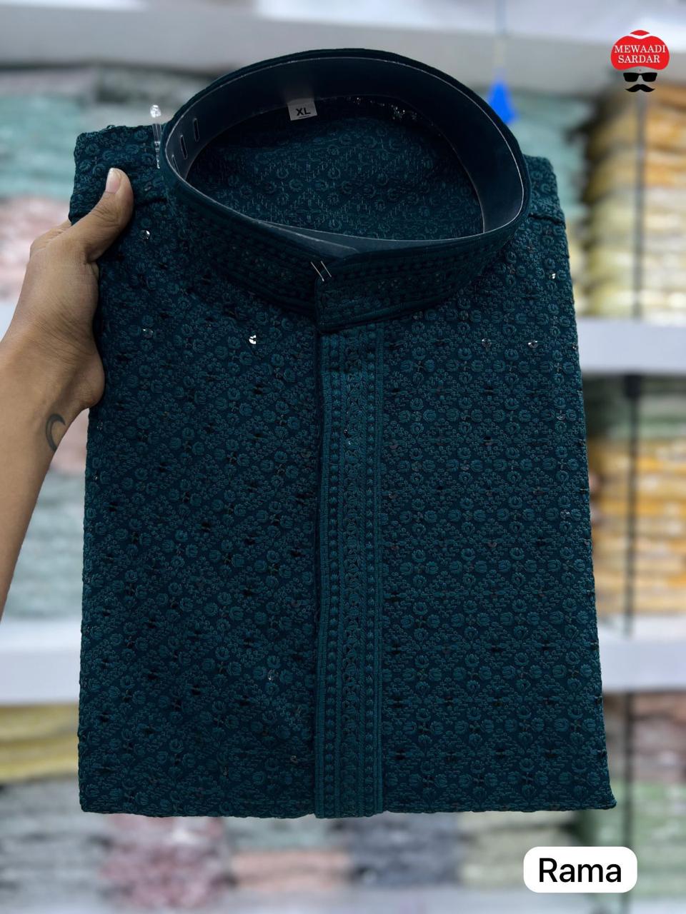 Men’s Traditional Chikan Work Kurta Set