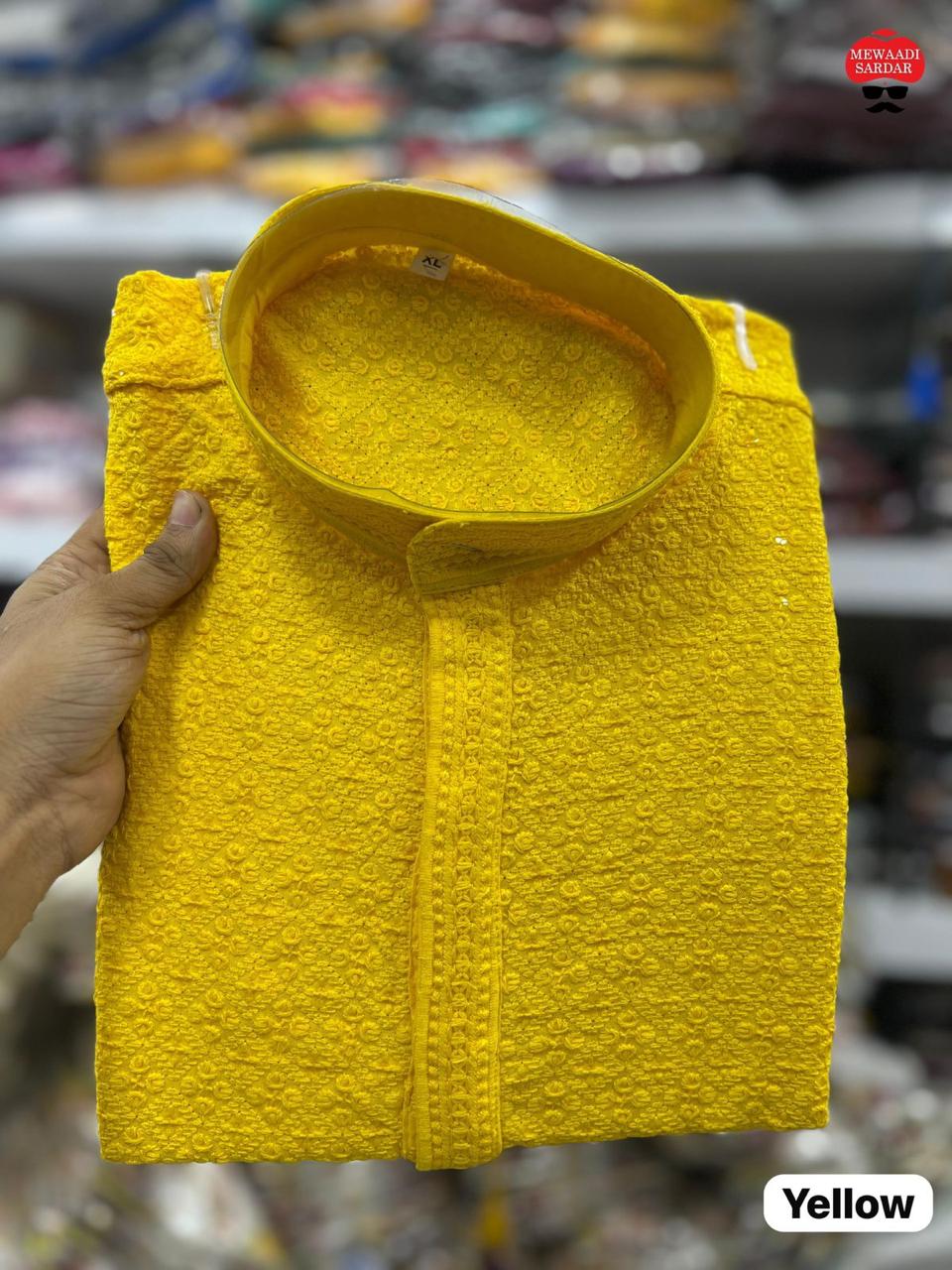 Men’s Traditional Chikan Work Kurta Set