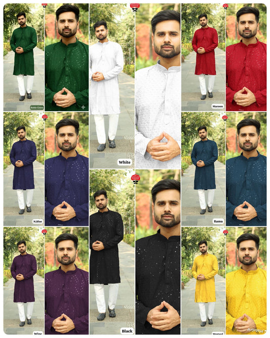 Men’s Traditional Chikan Work Kurta Set