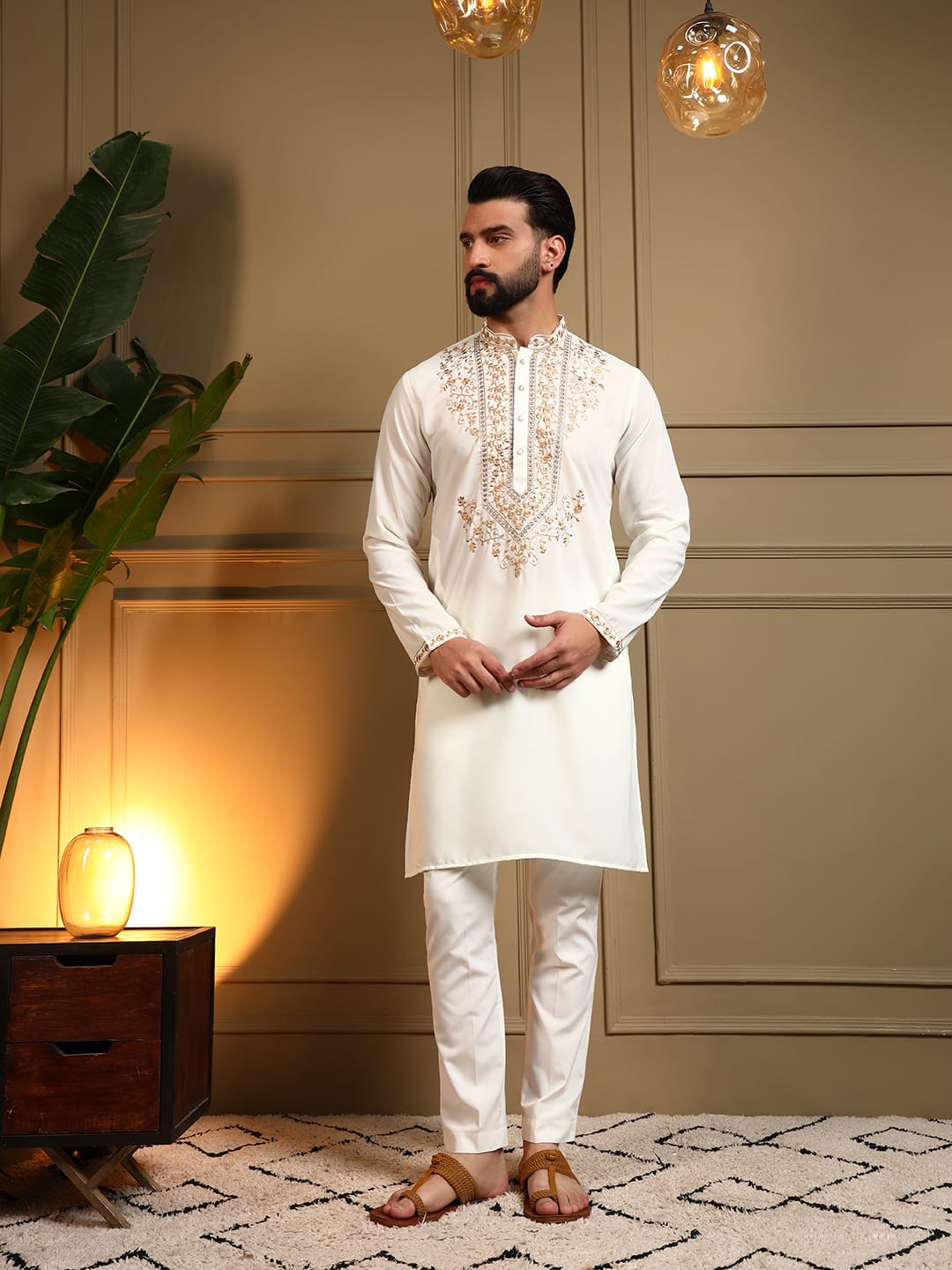Men’s Armani Lachka Embroidered Kurta Set