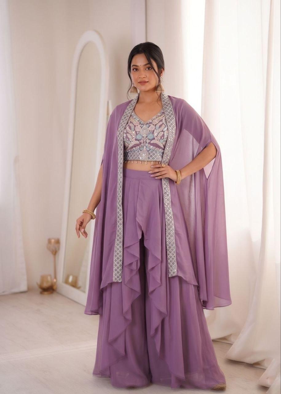 Mauve Muse Layered Pant & Shrug Set