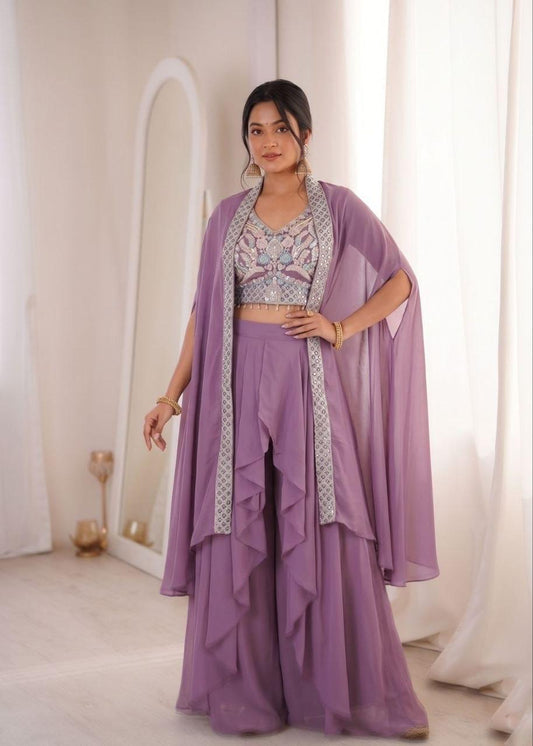 Mauve Muse Layered Pant & Shrug Set