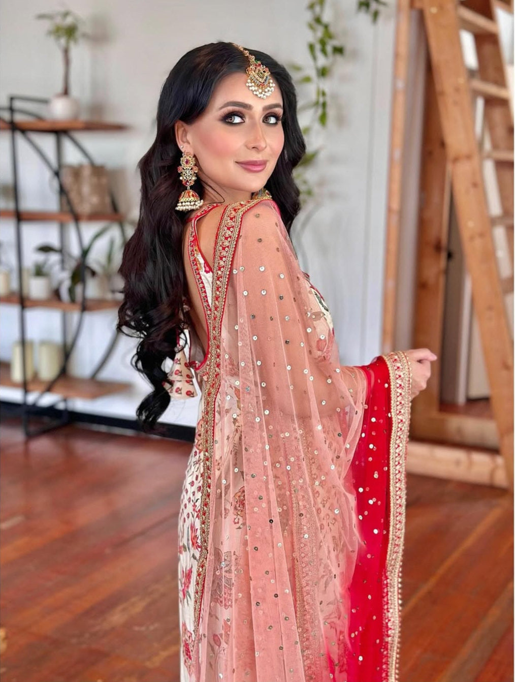 Off-White Floral Georgette Shalwar Kameez Set (Unstitched)