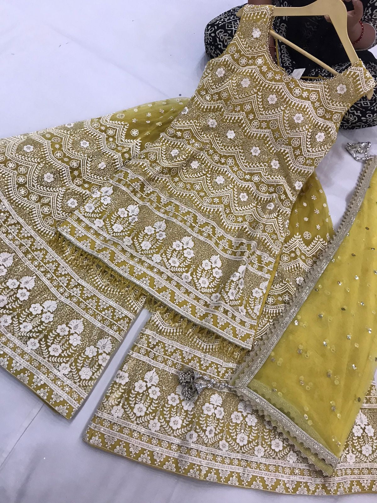 Palazzo Set with White Embroidery
