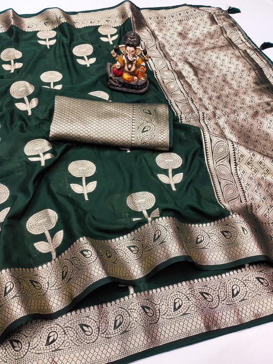 Soft Luxurious Georgette Banarasi Silk Saree (Unstitched)